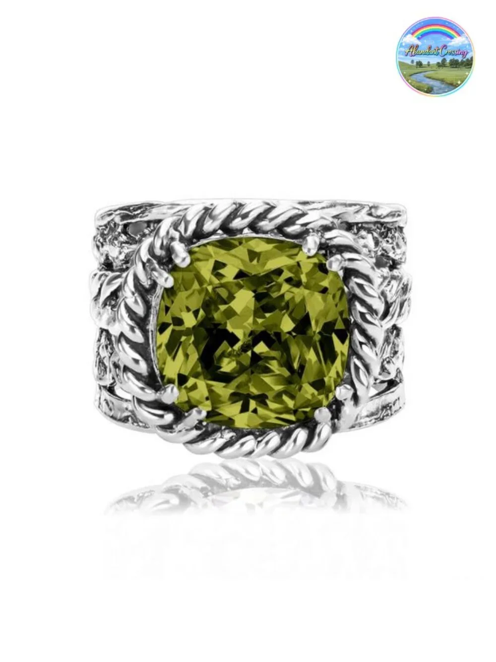 925 Sterling Silver Cushion Cut CZ Statement Ring Vintage Style
